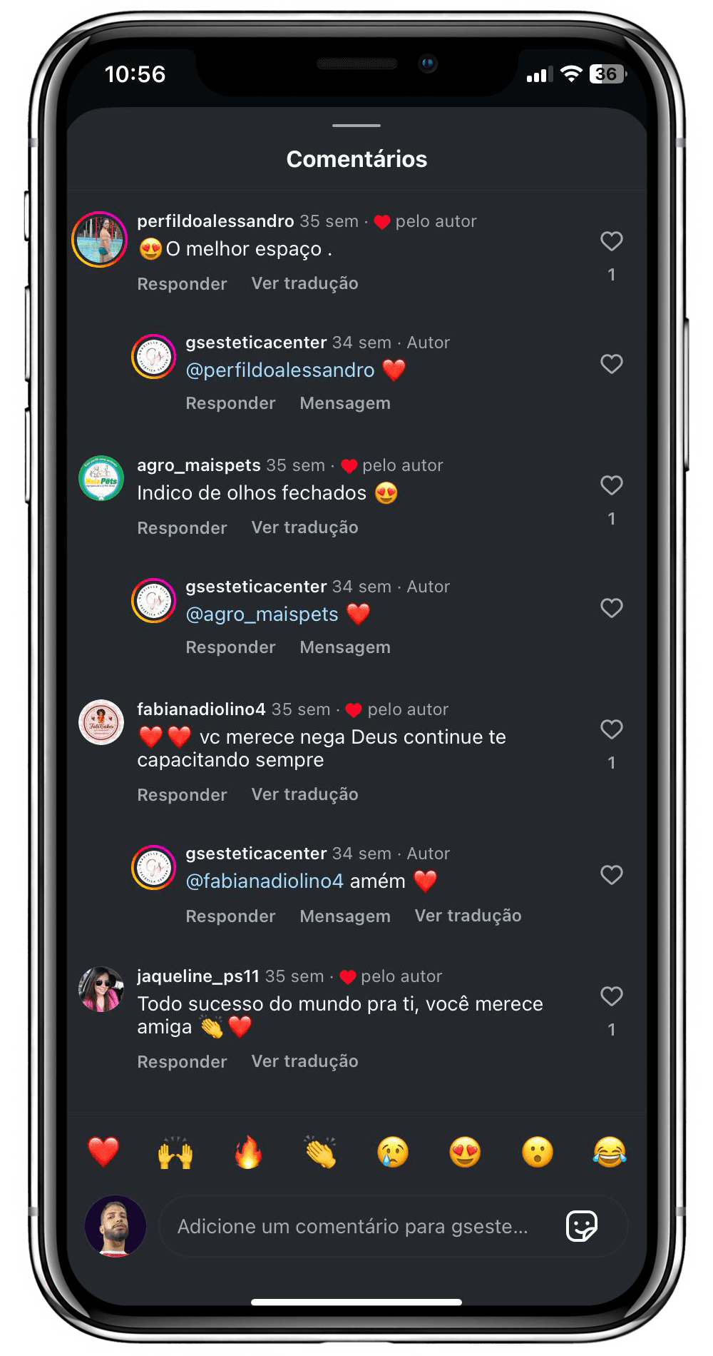Comentários do instagram